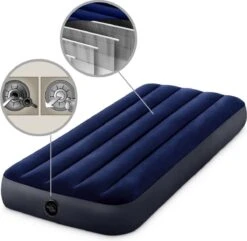 Intex Luchtbedset Intex Luchtbed - 1-Persoons - 76 X 191 X 25 Cm - Blauw + Intex Elektrische Pomp - 650 Liter/min + Hoeslaken Antraciet + Reparatieset -Outdoor Kampeerwinkel 1200x1171 18