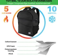 Brisby 4 Laags Geïsoleerde Koeltas Rugzak - 25 Liter - Met Handige Vakken Voor Bestek En Essentials - Waterafstotend Materiaal - Zwart -Outdoor Kampeerwinkel 1200x1178 11