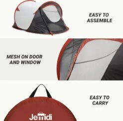 JEMIDI Tweepersoons Pop-up Tent - Opgooitent, Werptent Voor 2 Personen - Ideaal Als Festivaltent Of Kampeertent - Verschillende Kleuren -Outdoor Kampeerwinkel 1200x1179