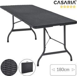 Casaria Tuintafel Opvouwbaar – Met Draaggreep 180x75 Cm – Zwart -Outdoor Kampeerwinkel 1200x1180 4