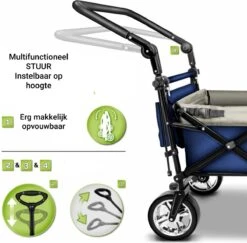 Tresko- Bolderkar, Grijs, Opvouwbaar, Met Dakje, Geschikt Tot 80 Kg - Bolderwagen - Kinderenvervoer - Bolderkarren - Tuinkar - Kinderwagen -Outdoor Kampeerwinkel 1200x1182 19