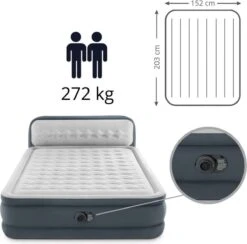 Intex 64448 - Queen Deluxe Ultra-Plush Zelfopblazend 2-persoons Luchtbed Met Hoofdboord (203x152x46cm) -Outdoor Kampeerwinkel 1200x1183 4