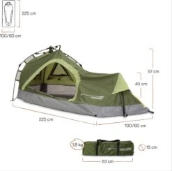 Where Tomorrow Solo Tent 225X100X57 Cm - Groen - 1 Persoons -Outdoor Kampeerwinkel 1200x1190 1