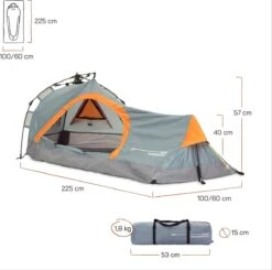 Where Tomorrow Solo Tent Pop Up 225X100X57 Cm - Grijs - 1 Persoons -Outdoor Kampeerwinkel 1200x1190
