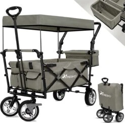 Tresko- Bolderkar, Grijs, Opvouwbaar, Met Dakje, Geschikt Tot 80 Kg - Bolderwagen - Kinderenvervoer - Bolderkarren - Tuinkar - Kinderwagen -Outdoor Kampeerwinkel 1200x1192 11
