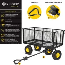Exxen KESSER® Bolderkar, 550 Kg Belastbaar, Tuinwagen, Transportwagen, Tuinwagen, Uitneembaar Zeil, Gereedschapswagen, Handwagen, Veelzijdig Inzetbaar, Zwart -Outdoor Kampeerwinkel 1200x1194 6
