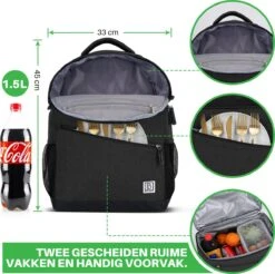 Brisby 4 Laags Geïsoleerde Koeltas Rugzak - 25 Liter - Met Handige Vakken Voor Bestek En Essentials - Waterafstotend Materiaal - Zwart -Outdoor Kampeerwinkel 1200x1196 7