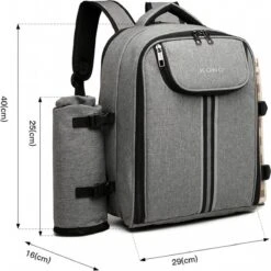 Kono Koeltas - Koelrugzak - Picknick - Picknicktas Met Flessenhouder - Koelrugtas Met Picknickkleed - Grijs (E6915 GY) -Outdoor Kampeerwinkel 1200x1199 5