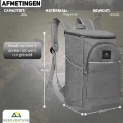 Needventure Koeltas - Lunchtas - Koelrugtas - Picknicktas - 20 Liter - Flessenhouder - Bieropener - Grijs 16 Needventure Koeltas - Lunchtas - Koelrugtas - Picknicktas - 20 Liter - Flessenhouder - Bieropener - Grijs -Outdoor Kampeerwinkel 1200x1200 1028