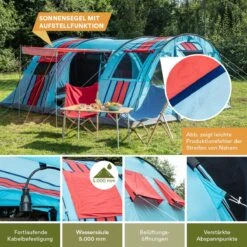 Skandika Gotland Tunneltent Voor 6 Personen, Grote Familietent In Racing-design, Ingenaaide Tentbodem, Waterdicht, 5000 Mm Waterkolom, Slaapcabine Met Scheidingswand, Muggennet (let Op, Komt Met Kleurfouten) -Outdoor Kampeerwinkel 1200x1200 106