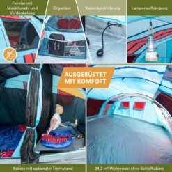 Skandika Gotland Tunneltent Voor 6 Personen, Grote Familietent In Racing-design, Ingenaaide Tentbodem, Waterdicht, 5000 Mm Waterkolom, Slaapcabine Met Scheidingswand, Muggennet (let Op, Komt Met Kleurfouten) -Outdoor Kampeerwinkel 1200x1200 109