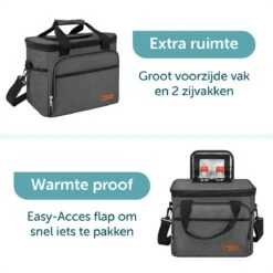 ForDig Koeltas L Zwart (15 Liter) - Gemaakt Van 600D Polyester Met PEVA-Voering - Ruimte Voor 20 Blikjes Of 10 Halve Liter Flessen - Opvouwbaar Koel Tas Met Easy-Acces Flap - Ruimte Voor Bestek - Picknick Cool Bag - Coolerbag - Grote Cooler -Outdoor Kampeerwinkel 1200x1200 1117