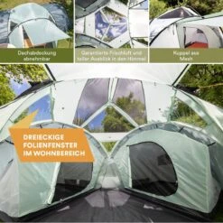 Skandika Bern 4 Koepeltent - Koepeltent - Tenten - 4 Persoons Kampeertent Met Panoramisch Dakraam, 2 Slaapcabines, Grondzeil, 210 Cm Stahoogte, Waterdicht, 4000 Mm Waterkolom - Grote Outdoor Familie Tent, Kampeertent - Grijs -Outdoor Kampeerwinkel 1200x1200 115