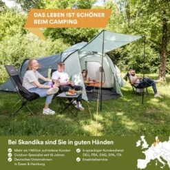 Skandika Bern 4 Koepeltent - Koepeltent - Tenten - 4 Persoons Kampeertent Met Panoramisch Dakraam, 2 Slaapcabines, Grondzeil, 210 Cm Stahoogte, Waterdicht, 4000 Mm Waterkolom - Grote Outdoor Familie Tent, Kampeertent - Grijs -Outdoor Kampeerwinkel 1200x1200 118