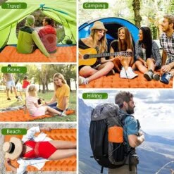 LVNRIDS Isomat, Zelfopblazend, Ultralicht, Luchtmatras, Camping, Zelfopblaasbaar, Opblaasbaar Matras, 3,9 Inch Dik, Met Voetperspomp En Kussen, Voor Camping, Reizen, Outdoor, Wandelen, Strand, Oranje -Outdoor Kampeerwinkel 1200x1200 1478