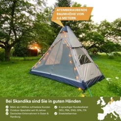 Skandika Tipi Kotona Air Opblaasbare Tent – Opblaasbare Tenten - 4 Persoons Tipi Tent – Tenten - Campingtent – Ingenaaide Tentvloer – Muggengaas – 260 Cm Stahoogte – 490 X 370 X 260 (L X B X H) – Outdoor, Camping, Tuin – Luchttent - Kamperen - Beige -Outdoor Kampeerwinkel 1200x1200 155