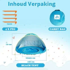 Seidon Strandtent Baby - Pop Up Tent - UV Bescherming - Baby En Kind - Waterdicht - Zwembadje - UV Bescherming -Outdoor Kampeerwinkel 1200x1200 1589
