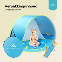 Needventure Baby Strandtent - Pop Up Tent - Windscherm Strand - Camping Strandtentje - Speeltent - Blauw -Outdoor Kampeerwinkel 1200x1200 1630