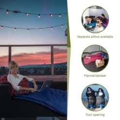 Skandika Dundee Flannel-L Slaapzak – Mummmieslaapzakken – Slaapzakken Volwassen - Maat M – Unisex - Katoen, Luxe Kwaliteit, Dubbele Slaapzak, 3 Seizoenen, Tot -20°C - 220 X 80 Cm - Outdoor Kampeerslaapzak – Ritssluiting Links - Zwart/blauw -Outdoor Kampeerwinkel 1200x1200 1663