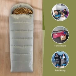 Skandika Dundee Flannel-R Slaapzak – Slaapzakken – Slaapzakken Volwassen - Maat M – Unisex - Katoen, Luxe Kwaliteit, Dubbele Slaapzak, 3 Seizoenen, Tot -20°C - 220 X 80 Cm - Outdoor Kampeerslaapzak – Ritssluiting Rechts - Grijs/geel -Outdoor Kampeerwinkel 1200x1200 1801