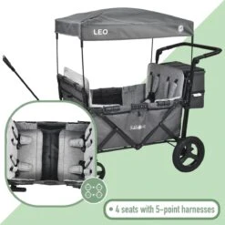 FableKids LEO X4Plus Opvouwbare Wagen Met Dak Fossil Grey -Outdoor Kampeerwinkel 1200x1200 1810
