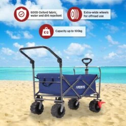 AREBOS Handkar | Transportwagen | Apparatuurwagen | Opvouwbaar | Duwstang| Blauw -Outdoor Kampeerwinkel 1200x1200 1812