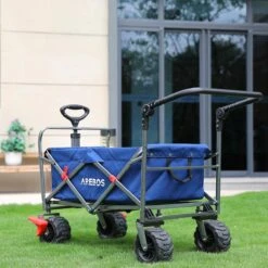 AREBOS Handkar | Transportwagen | Apparatuurwagen | Opvouwbaar | Duwstang| Blauw -Outdoor Kampeerwinkel 1200x1200 1813
