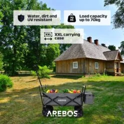AREBOS Handwagen Vouwbare Dak Handwagen Vouwbare Trolley Uitrustingswagen Grijs -Outdoor Kampeerwinkel 1200x1200 1841