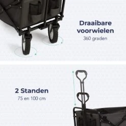 LifeGoods Bolderkar - Opvouwbaar - Draaibare Wielen - 2 Standen - 70KG Draagkracht - Grijs -Outdoor Kampeerwinkel 1200x1200 1846