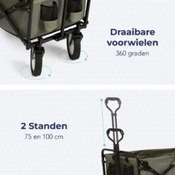 LifeGoods Bolderkar - Opvouwbaar - Draaibare Wielen - 2 Standen - 70KG Draagkracht - Groen -Outdoor Kampeerwinkel 1200x1200 1858