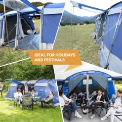 Skandika Montana 8 Tent – Tunneltenten – 8 Persoons Tent – Campingtent – 200 Cm Stahoogte – 2-4 Slaapcabines - Muggengaas – Familietent – 4 Ingangen – 700 X 310 X 200 Cm (L X B X H) - 5000 Mm Waterkolom – Outdoor, Camping – Kamperen – Blauw -Outdoor Kampeerwinkel 1200x1200 186