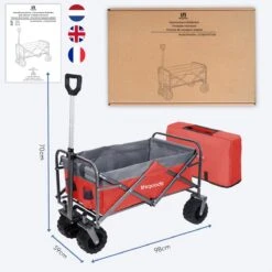 LifeGoods Bolderkar - Opvouwbaar - Tot 80KG - 94L - Wasbaar Polyester - 98x45cm - Rood/Grijs -Outdoor Kampeerwinkel 1200x1200 1888