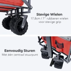 LifeGoods Bolderkar - Opvouwbaar - Tot 80KG - 94L - Wasbaar Polyester - 98x45cm - Rood/Grijs -Outdoor Kampeerwinkel 1200x1200 1891