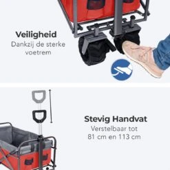 LifeGoods Bolderkar - Opvouwbaar - Tot 80KG - 94L - Wasbaar Polyester - 98x45cm - Rood/Grijs -Outdoor Kampeerwinkel 1200x1200 1893