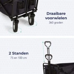 LifeGoods Bolderkar - Opvouwbaar - Draaibare Wielen - 2 Standen - 70KG Draagkracht - Zwart -Outdoor Kampeerwinkel 1200x1200 1896