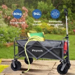 LifeGoods Bolderkar - Opvouwbaar - Tot 80KG - 94L - Wasbaar Polyester - 98x45cm - Zwart/Grijs -Outdoor Kampeerwinkel 1200x1200 1904