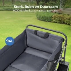 LifeGoods Bolderkar - Opvouwbaar - Tot 80KG - 94L - Wasbaar Polyester - 98x45cm - Zwart/Grijs -Outdoor Kampeerwinkel 1200x1200 1906