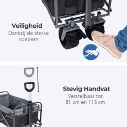 LifeGoods Bolderkar - Opvouwbaar - Tot 80KG - 94L - Wasbaar Polyester - 98x45cm - Zwart/Grijs -Outdoor Kampeerwinkel 1200x1200 1911