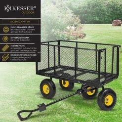 Exxen KESSER® Bolderkar, 550 Kg Belastbaar, Tuinwagen, Transportwagen, Tuinwagen, Uitneembaar Zeil, Gereedschapswagen, Handwagen, Veelzijdig Inzetbaar, Zwart -Outdoor Kampeerwinkel 1200x1200 1919