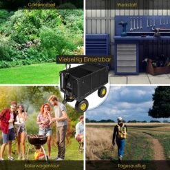 Exxen KESSER® Bolderkar, 550 Kg Belastbaar, Tuinwagen, Transportwagen, Tuinwagen, Uitneembaar Zeil, Gereedschapswagen, Handwagen, Veelzijdig Inzetbaar, Zwart -Outdoor Kampeerwinkel 1200x1200 1920