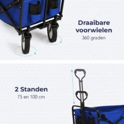 LifeGoods Bolderkar - Opvouwbaar - Draaibare Wielen - 2 Standen - 70KG Draagkracht - Blauw -Outdoor Kampeerwinkel 1200x1200 1924