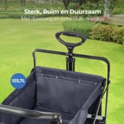 LifeGoods Bolderkar - Opvouwbaar - Tot 120KG - 103L - Extra Draagtas En Duwstang - Wasbaar Polyester - 98x45cm - Zwart/Grijs -Outdoor Kampeerwinkel 1200x1200 1954