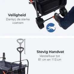 LifeGoods Bolderkar - Opvouwbaar - Tot 120KG - 103L - Extra Draagtas En Duwstang - Wasbaar Polyester - 98x45cm - Zwart/Grijs -Outdoor Kampeerwinkel 1200x1200 1956
