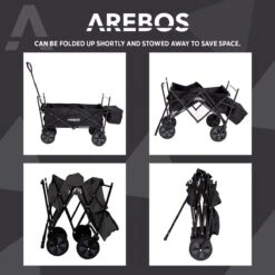 AREBOS Handwagen Vouwbare Dak Handwagen Vouwbare Trolley Uitrustingswagen Zwart -Outdoor Kampeerwinkel 1200x1200 1966