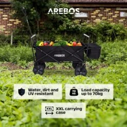 AREBOS Handwagen Vouwbare Dak Handwagen Vouwbare Trolley Uitrustingswagen Zwart -Outdoor Kampeerwinkel 1200x1200 1969