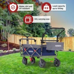 AREBOS Premium Steekwagen Met Dak Opvouwbare Tuinkar Handkar Bolderkar Blauw / Grijs -Outdoor Kampeerwinkel 1200x1200 1990