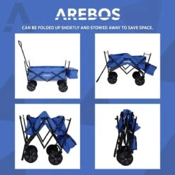 AREBOS Handwagen Vouwbare Dak Handwagen Vouwbare Trolley Uitrustingswagen Blauw -Outdoor Kampeerwinkel 1200x1200 2010