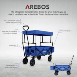 AREBOS Handwagen Vouwbare Dak Handwagen Vouwbare Trolley Uitrustingswagen Blauw -Outdoor Kampeerwinkel 1200x1200 2011