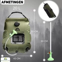 Needventure Solar Douche - Camping Douchezak - Buiten Douche - Tuindouche - Inclusief Thermometer - Waterzak Met Douchekop - 20L - Groen 12 Needventure Solar Douche - Camping Douchezak - Buiten Douche - Tuindouche - Inclusief Thermometer - Waterzak Met Douchekop - 20L - Groen -Outdoor Kampeerwinkel 1200x1200 2015