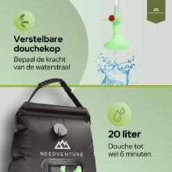 Needventure Solar Douche - Camping Douchezak - Buiten Douche - Tuindouche - Inclusief Thermometer - Waterzak Met Douchekop - 20L - Zwart -Outdoor Kampeerwinkel 1200x1200 2034